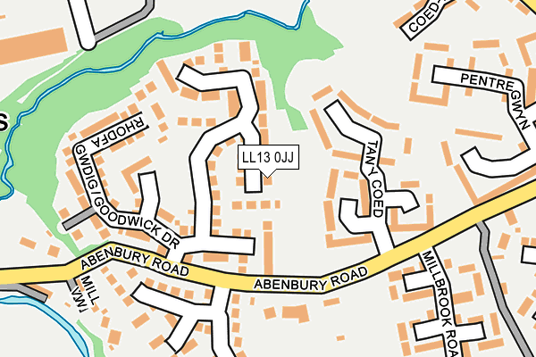 LL13 0JJ map - OS OpenMap – Local (Ordnance Survey)