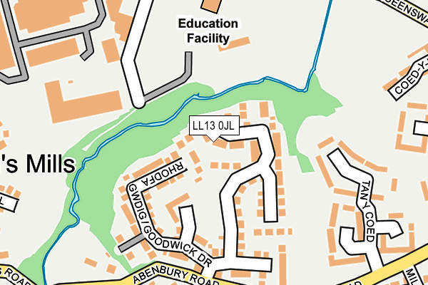 LL13 0JL map - OS OpenMap – Local (Ordnance Survey)