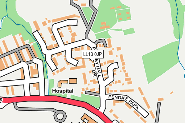 LL13 0JP map - OS OpenMap – Local (Ordnance Survey)