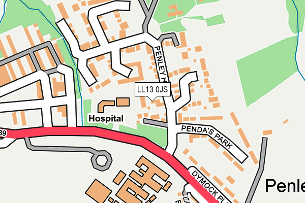 LL13 0JS map - OS OpenMap – Local (Ordnance Survey)