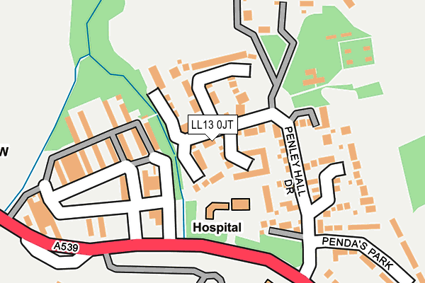 LL13 0JT map - OS OpenMap – Local (Ordnance Survey)