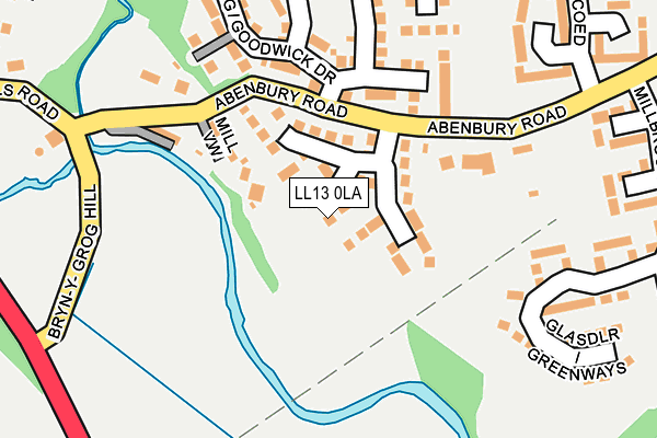 LL13 0LA map - OS OpenMap – Local (Ordnance Survey)