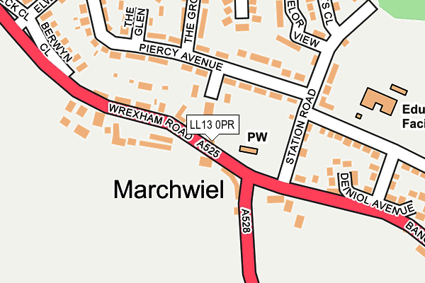 LL13 0PR map - OS OpenMap – Local (Ordnance Survey)