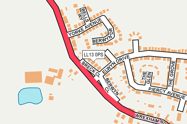 LL13 0PS map - OS OpenMap – Local (Ordnance Survey)