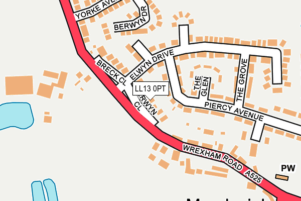 LL13 0PT map - OS OpenMap – Local (Ordnance Survey)