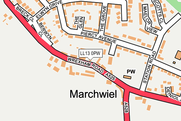 LL13 0PW map - OS OpenMap – Local (Ordnance Survey)