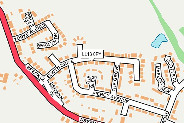 LL13 0PY map - OS OpenMap – Local (Ordnance Survey)
