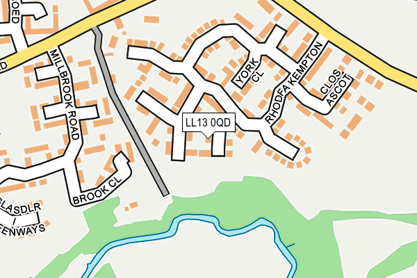 LL13 0QD map - OS OpenMap – Local (Ordnance Survey)