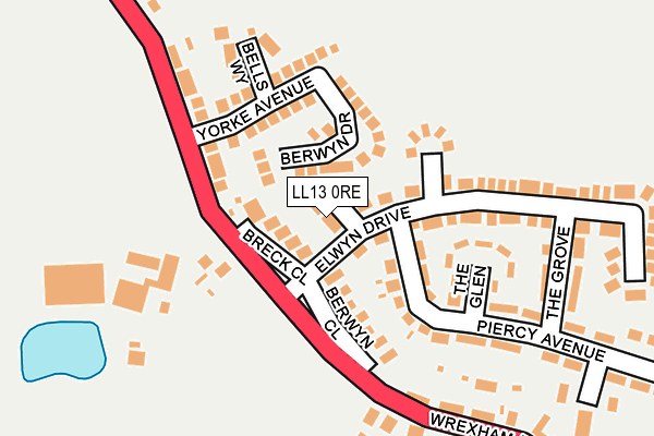 LL13 0RE map - OS OpenMap – Local (Ordnance Survey)