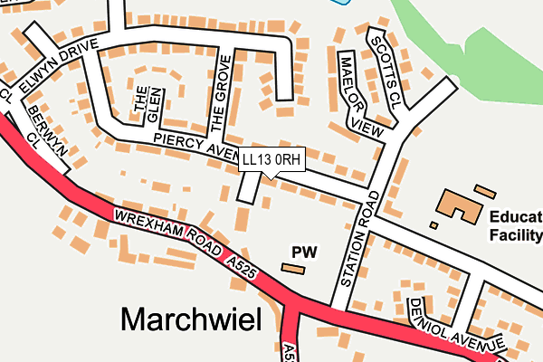 LL13 0RH map - OS OpenMap – Local (Ordnance Survey)