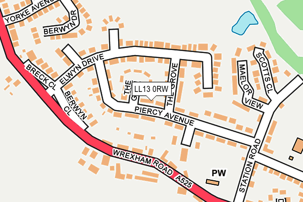 LL13 0RW map - OS OpenMap – Local (Ordnance Survey)