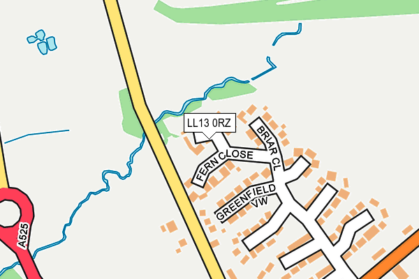 LL13 0RZ map - OS OpenMap – Local (Ordnance Survey)