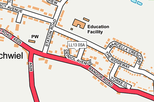 LL13 0SA map - OS OpenMap – Local (Ordnance Survey)