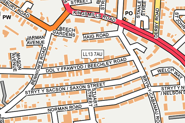 LL13 7AU map - OS OpenMap – Local (Ordnance Survey)