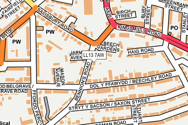 LL13 7AW map - OS OpenMap – Local (Ordnance Survey)