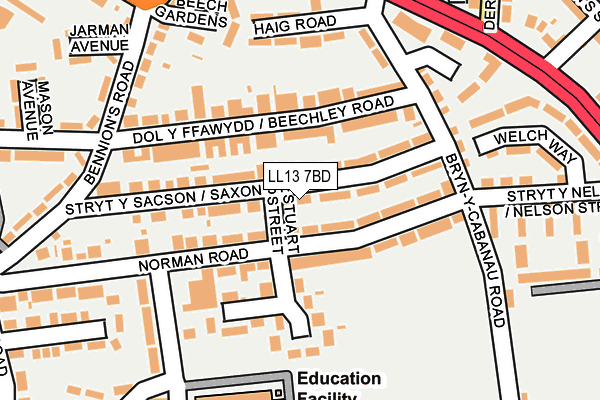 LL13 7BD map - OS OpenMap – Local (Ordnance Survey)