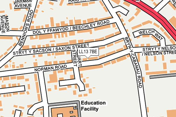 LL13 7BE map - OS OpenMap – Local (Ordnance Survey)