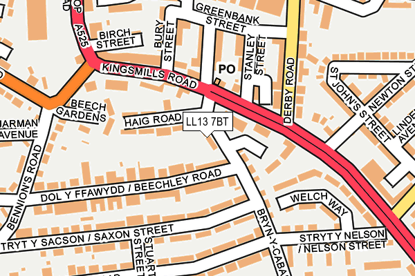 LL13 7BT map - OS OpenMap – Local (Ordnance Survey)
