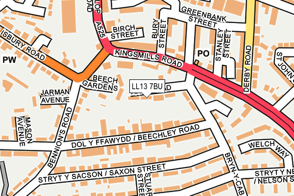 LL13 7BU map - OS OpenMap – Local (Ordnance Survey)