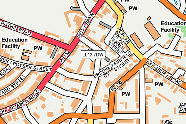 LL13 7DW map - OS OpenMap – Local (Ordnance Survey)