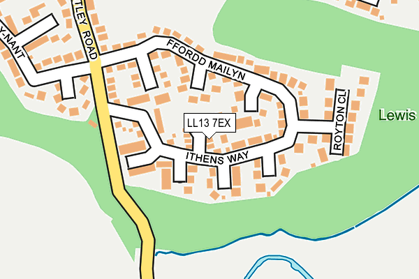 LL13 7EX map - OS OpenMap – Local (Ordnance Survey)