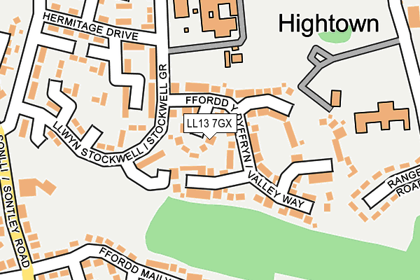 LL13 7GX map - OS OpenMap – Local (Ordnance Survey)
