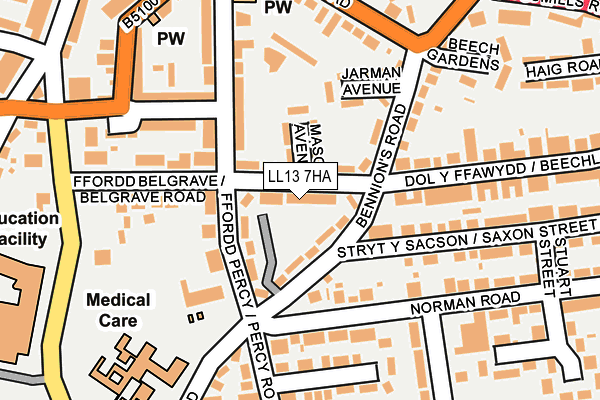 LL13 7HA map - OS OpenMap – Local (Ordnance Survey)