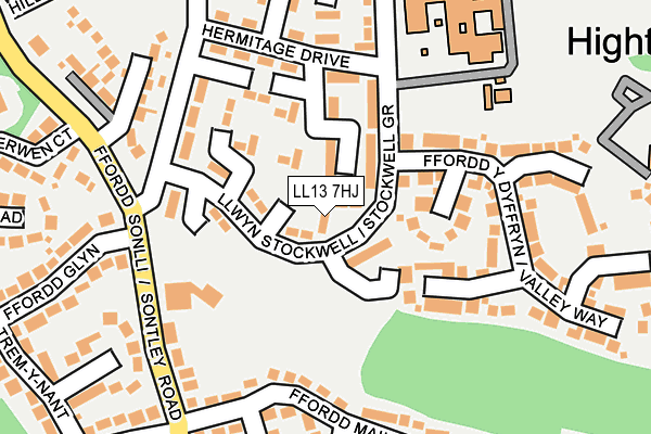 LL13 7HJ map - OS OpenMap – Local (Ordnance Survey)