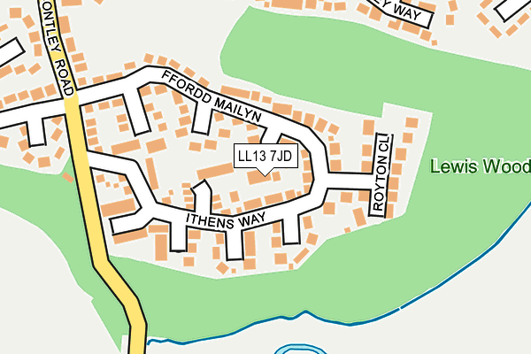 LL13 7JD map - OS OpenMap – Local (Ordnance Survey)