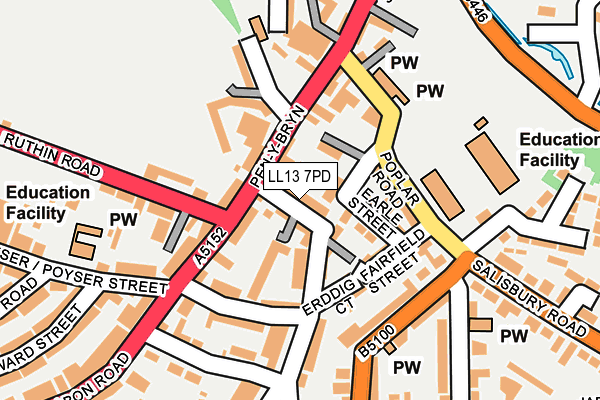 LL13 7PD map - OS OpenMap – Local (Ordnance Survey)