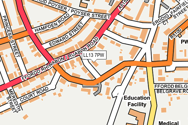 LL13 7PW map - OS OpenMap – Local (Ordnance Survey)