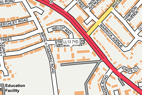 LL13 7YD map - OS OpenMap – Local (Ordnance Survey)