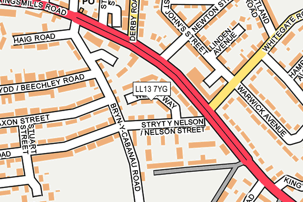 LL13 7YG map - OS OpenMap – Local (Ordnance Survey)