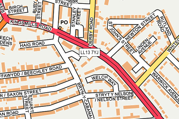 LL13 7YJ map - OS OpenMap – Local (Ordnance Survey)