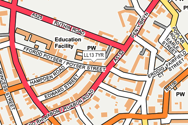LL13 7YR map - OS OpenMap – Local (Ordnance Survey)