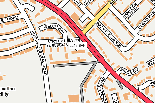 LL13 8AF map - OS OpenMap – Local (Ordnance Survey)