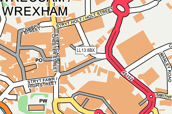 LL13 8BX map - OS OpenMap – Local (Ordnance Survey)