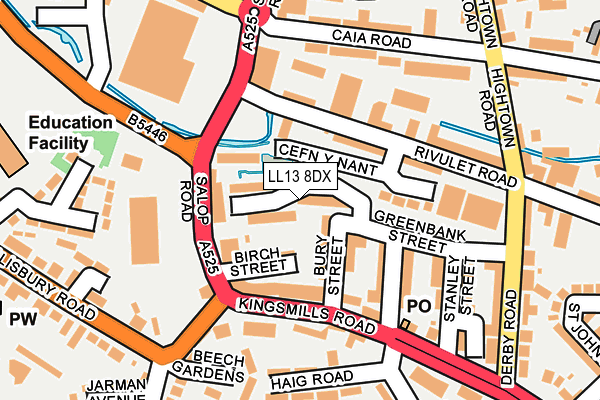 LL13 8DX map - OS OpenMap – Local (Ordnance Survey)