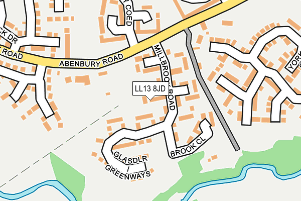 LL13 8JD map - OS OpenMap – Local (Ordnance Survey)