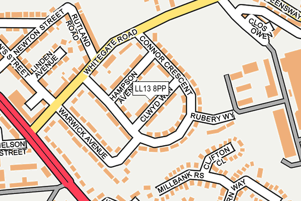 LL13 8PP map - OS OpenMap – Local (Ordnance Survey)