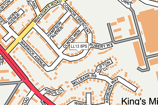 LL13 8PS map - OS OpenMap – Local (Ordnance Survey)