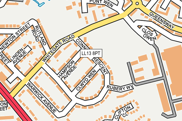 LL13 8PT map - OS OpenMap – Local (Ordnance Survey)