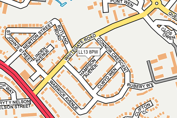 LL13 8PW map - OS OpenMap – Local (Ordnance Survey)