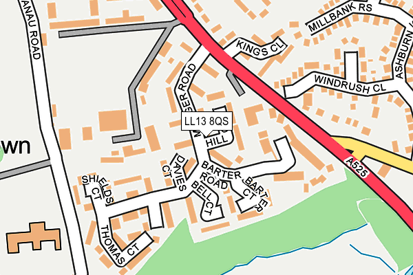 LL13 8QS map - OS OpenMap – Local (Ordnance Survey)