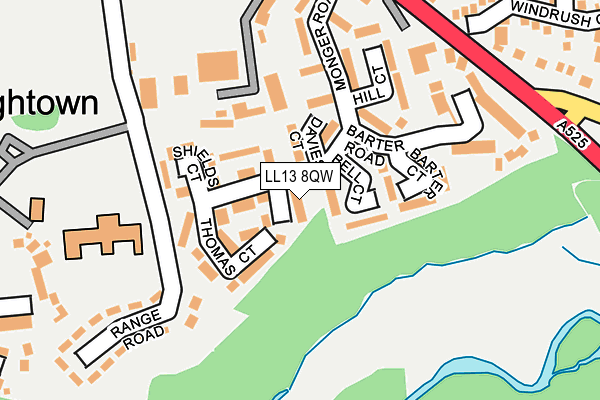 LL13 8QW map - OS OpenMap – Local (Ordnance Survey)