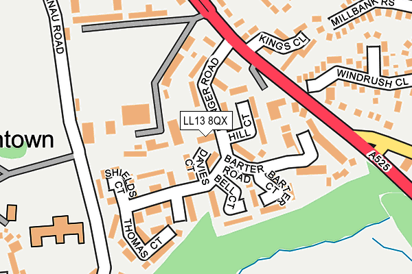 LL13 8QX map - OS OpenMap – Local (Ordnance Survey)