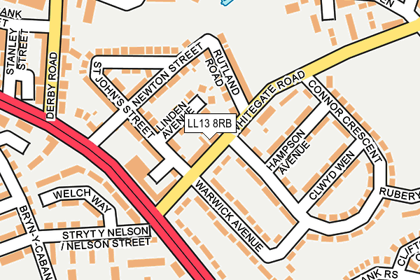 LL13 8RB map - OS OpenMap – Local (Ordnance Survey)