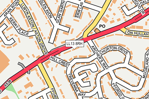 LL13 8RH map - OS OpenMap – Local (Ordnance Survey)