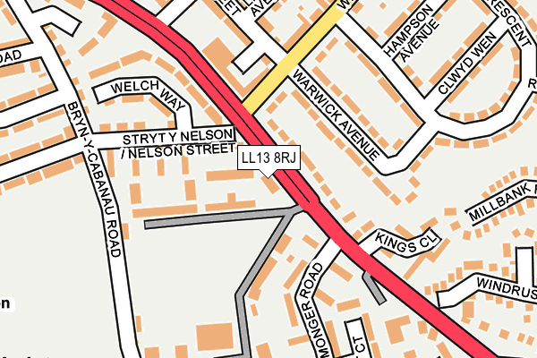 LL13 8RJ map - OS OpenMap – Local (Ordnance Survey)