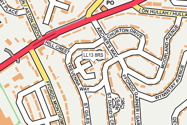 LL13 8RS map - OS OpenMap – Local (Ordnance Survey)